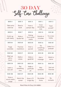 30-Day Self-care Challenge - Easy Life Addict