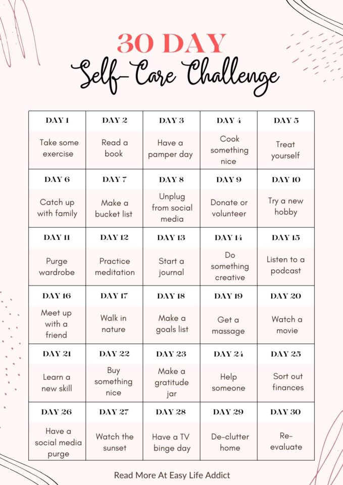 30-Day Self-care Challenge - Easy Life Addict