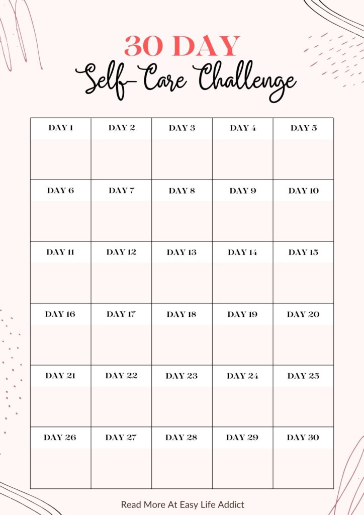 30 Day self-care challenge download