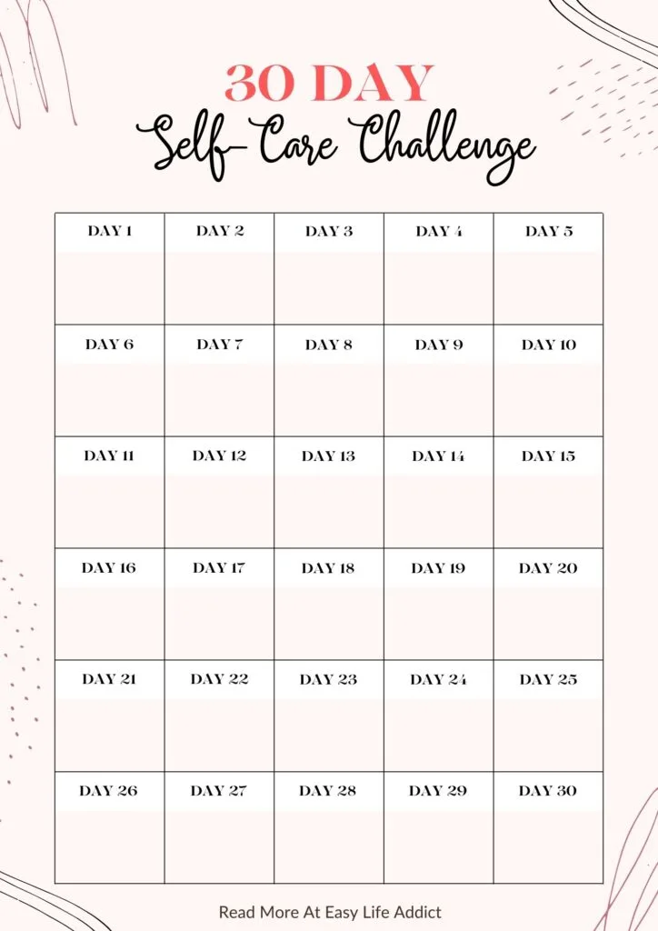 30 Day self-care challenge download