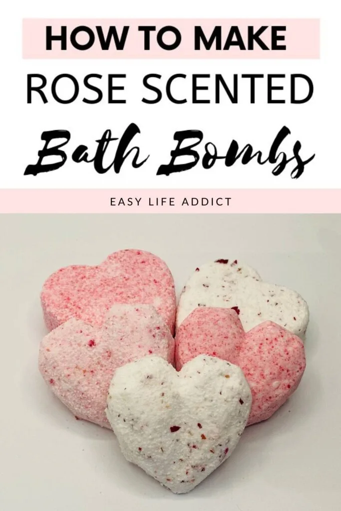 Bath Bomb Heart Shape with Rose Petals and Organic Rose Oil